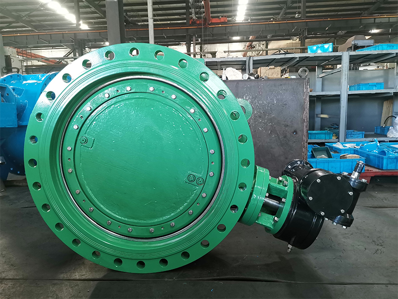 DN900 PN16 DI double eccentric butterfly valve with worm gear