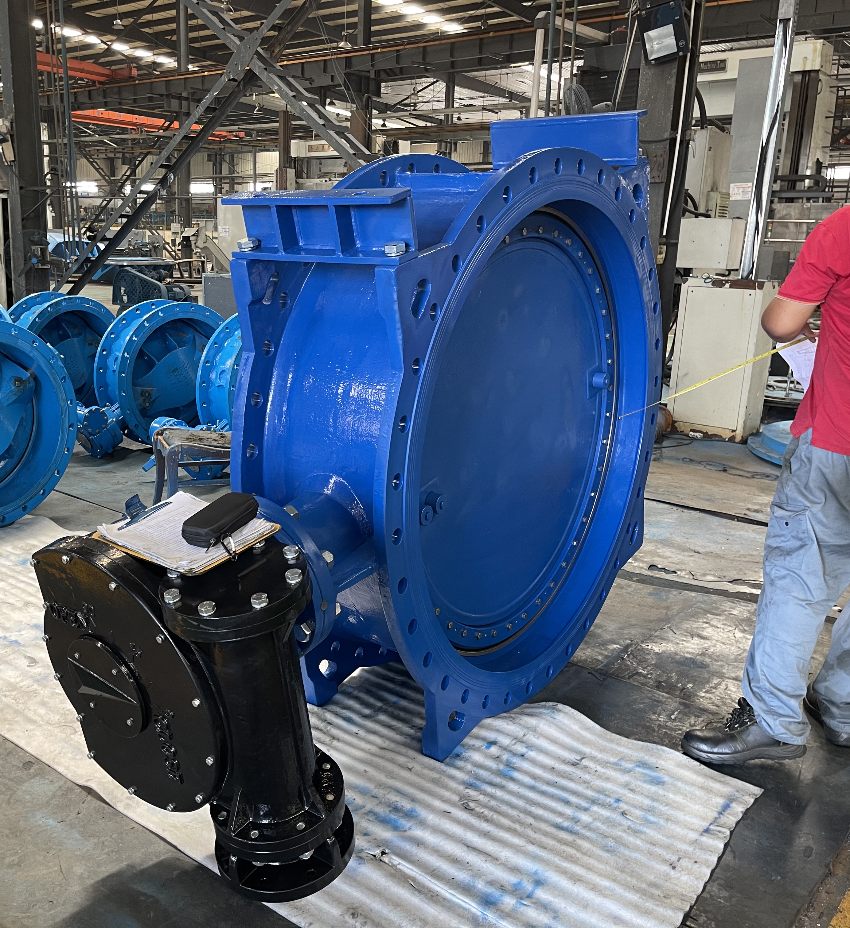 DN1400 worm gear ductile iron flange double offset butterfly valve